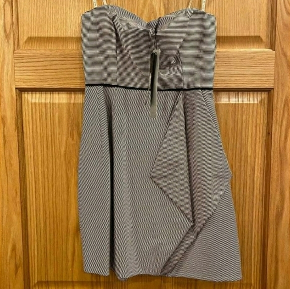 Halston Heritage Black Chalk Stripe Dress modified - Picture 4 of 10